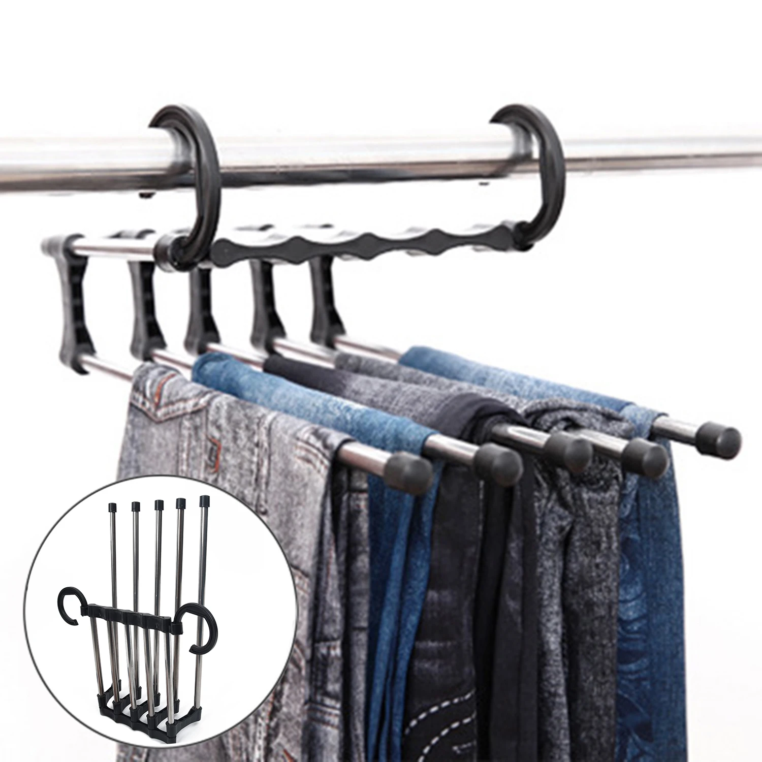 1xпротивоскользящая многослойная вешалка для брюк вешалка для шкафа s-типа 5 слоев S