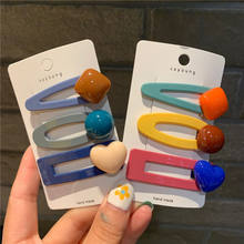 3Pcs/ Set Women  Acrylic Hair Clips Colorful Bb Clip Set Waterdrop Heart Beads Hairpin Kids Hairpin Accessories