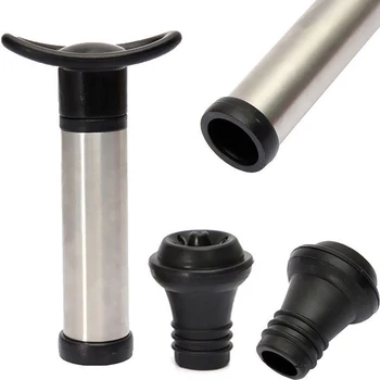 

Wine Saver Vacuum Pump with 2 x Vacuum Bottle Stoppers Stainless Steel Wine Pump Sealer Preserver Set New