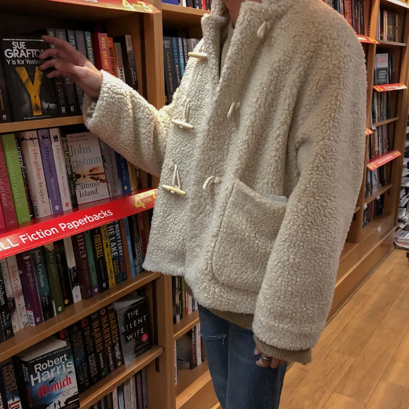 Winter Lamb Wool Jacket Men Warm Thick Parka Men Fashion Solid Color Casual Cotton Coat Man Streetwear Wild Loose Male Clothes