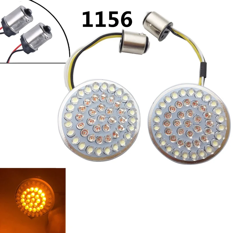 h1 1156 amber 2 дюйма светодиодный указатель поворота комплект для мотоцикла 1157 Белый/янтарный передний указатель поворота лампы 1156 сзади указатели поворота для Street Glide - Цвет: h1 1156 amber