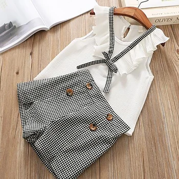 

Kaiya Angle 2020 Fashion Toddler Baby Girl Clothes Solid Cotton Single Button Cute 2Pcs Outfits Set Sleeveless Shirt+Short Pants