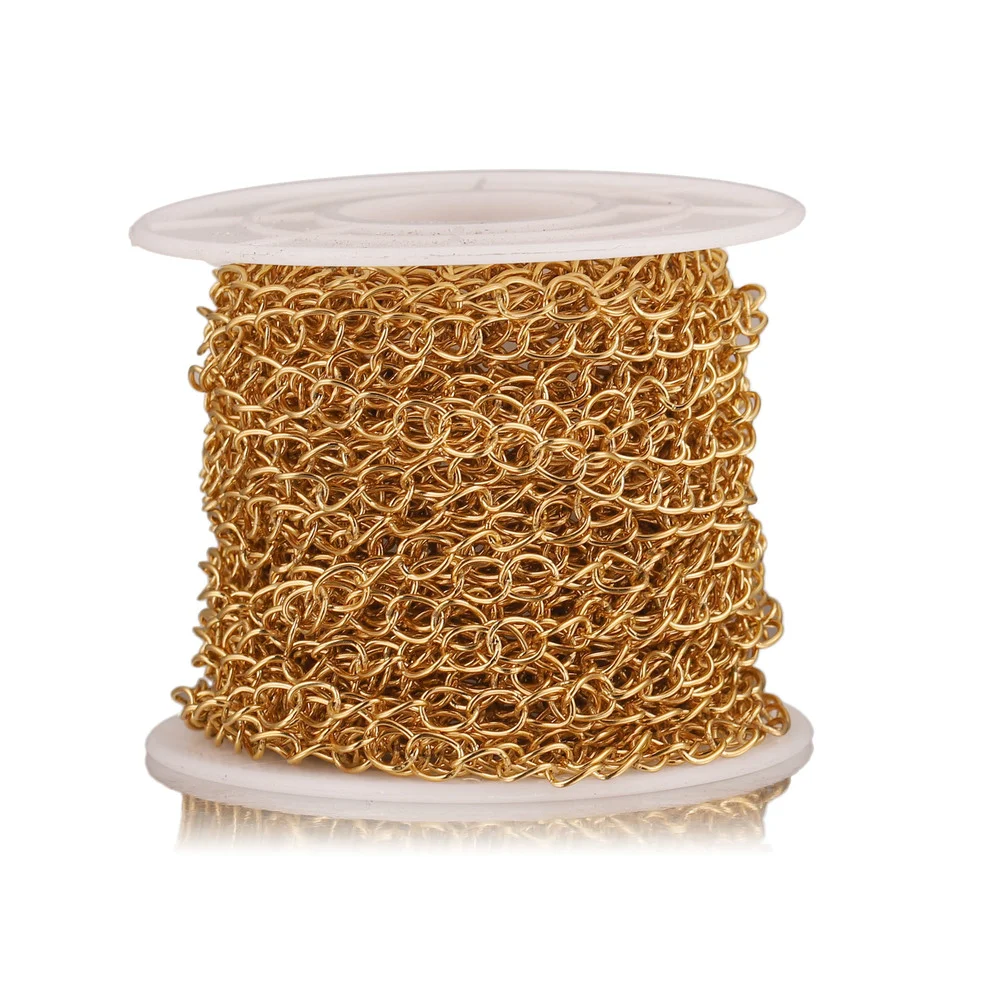Elegant 18K Gold Stainless Steel Chains for DIY Jewelry Making - 10m Roll