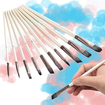 

10pcs/set Nylon Oil Paint Brush Round Painting Brush For Watercolor,Oil,Acrylic Brush Pen pincel para pintura Art Supplies