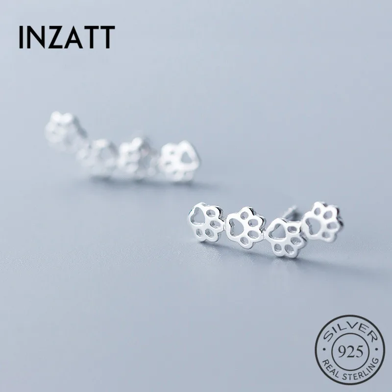 INZATT Real 925 Sterling Silver Hollow Cat claw Stud Earring For Fashion Women Party Cute Fine Jewelry MInimalist Accessories