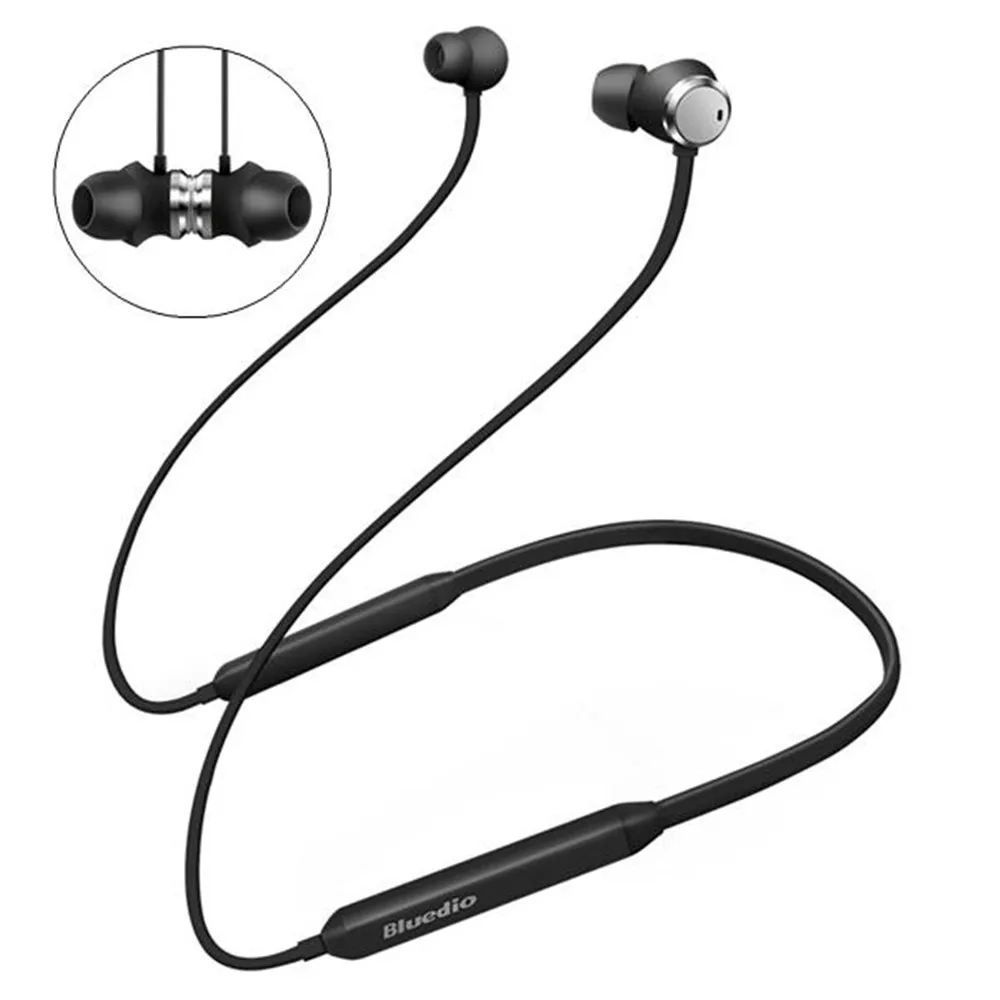 Беспроводные bluetooth-наушники с функцией шумоподавления V4.2, 3D стереогарнитура, спортивные наушники с шейным ободом, басовые наушники-вкладыши - Цвет: Черный