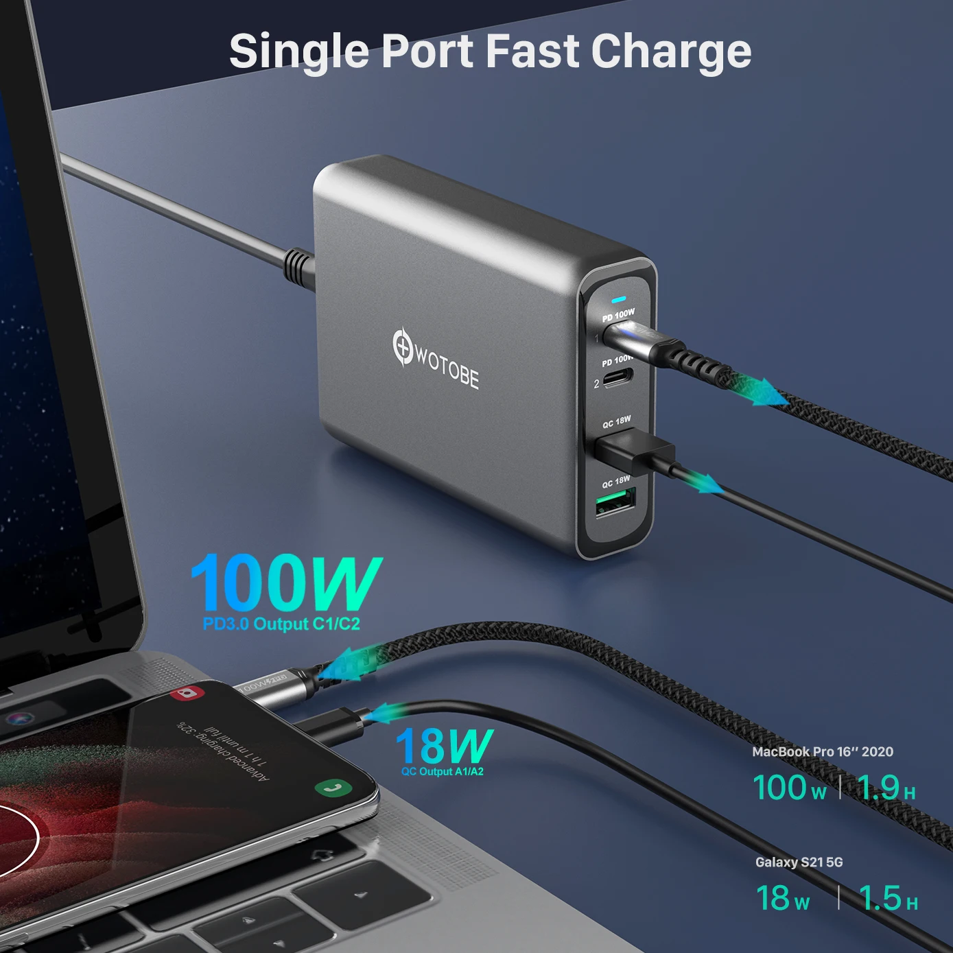 156W GaN Charging station,USB C PD100W super fast charger 2.0 PPS for Samsung Lenovo Think Pad yoga acer hp dell LG gram Laptop usb c power adapter 20w