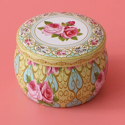 Европейский Свадебный свежий и прекрасный круглый цвет цветок чай Ароматерапия Свеча жестяная коробка свадебный подарок коробка для хранения ювелирных изделий для девочек - Цвет: 035