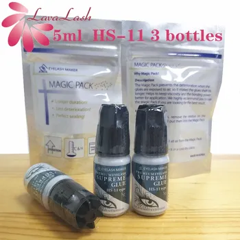 

3 bottles 5ml Elite Plus HS-11 Glue For Eyelash Extensions Premium Volume Adhesive Glue dry time 1-2S Retention 7-8 weeks glue