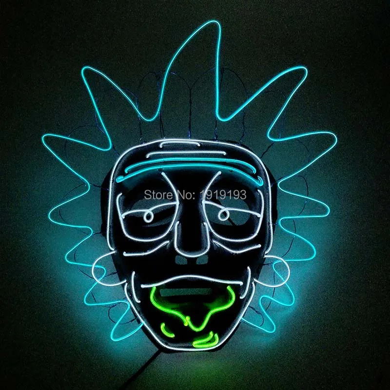Флуоресцентная светодиодная неоновая тематическая маска для хоккейного фестиваля маска EL Wire Cool Warrior рисунок Шлем Бар Вечерние Маски с DC3V - Цвет: Style 25