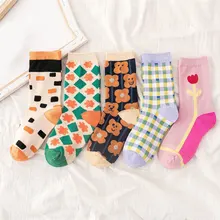

Japanese Style Trendy Women's Mid-tube Socks Warm All-matched Printed Socks Skin-friendly Colorful Comfortable Cotton Socks