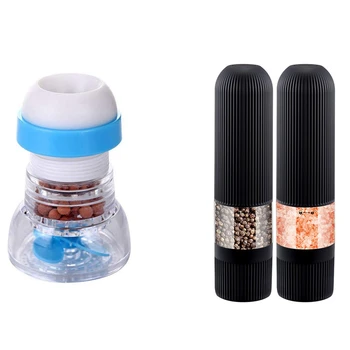 

Faucet Water Filter,360 Degree Rotation & Scalable Stone (Blue) & Battery Operated Salt and Pepper Grinder Set