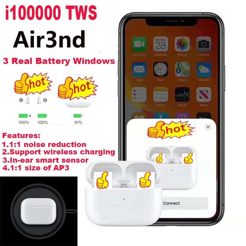 

Original i100000 TWS Air3nd in-ear smart sensor Bluetooth Earphone support ios13 pk i10000 i20000 i30000 i800 i500 i200 i12 TWS