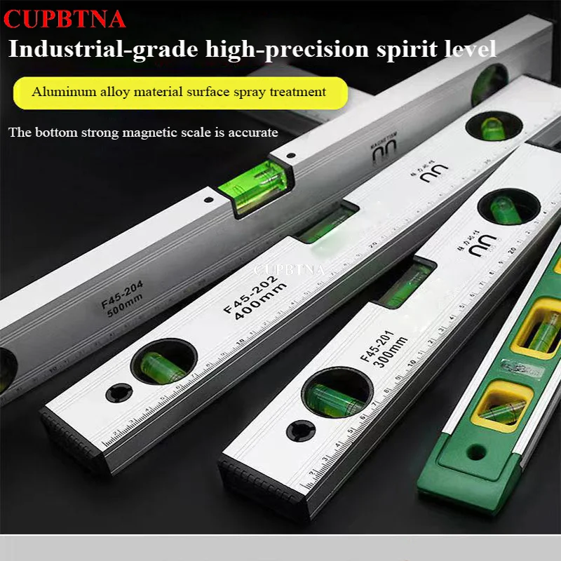 High Precision Reinforced Aluminum Alloy 3 Bubbles With Magnetic Multifunctional Spirit Level Rule Suitable For Home Decoration |