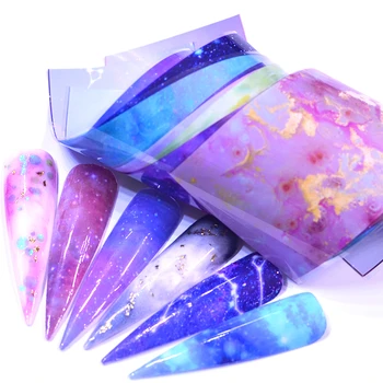 

2020 Flower/Rose Metallic Foil For Nail Slider Holographic Transfer Wrap Sticker Adhesive Starry Manicure Decor Nail Foil Set