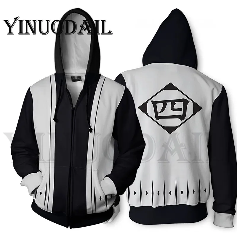 

Men and Women Zip Up Hoodies Anime Bleach Hoodie Unohana Retsu Squad4 Captain 3d Sweatshirt Cosplay Costumes Harajuku Streetwear
