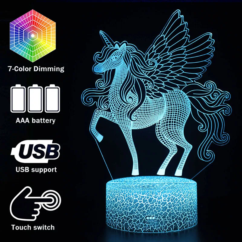 Оригинальный мультфильм Unicon фигурка лампа Детская комната Декор Радуга лошадь моделирование ночные светильники креативный подарок