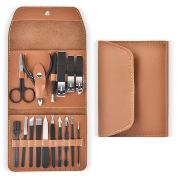 

18PCS/Set Portable Nail Clipper Pedicure Set with Scissor Tweezer Cuticle Remover Professional Manicure Tools With Travel Case