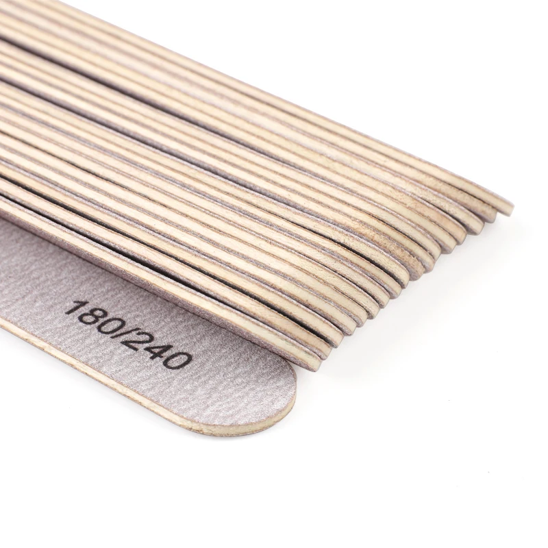 50 шт. деревянные пилочки для ногтей инструменты маникюра и педикюра 180/240 толстые