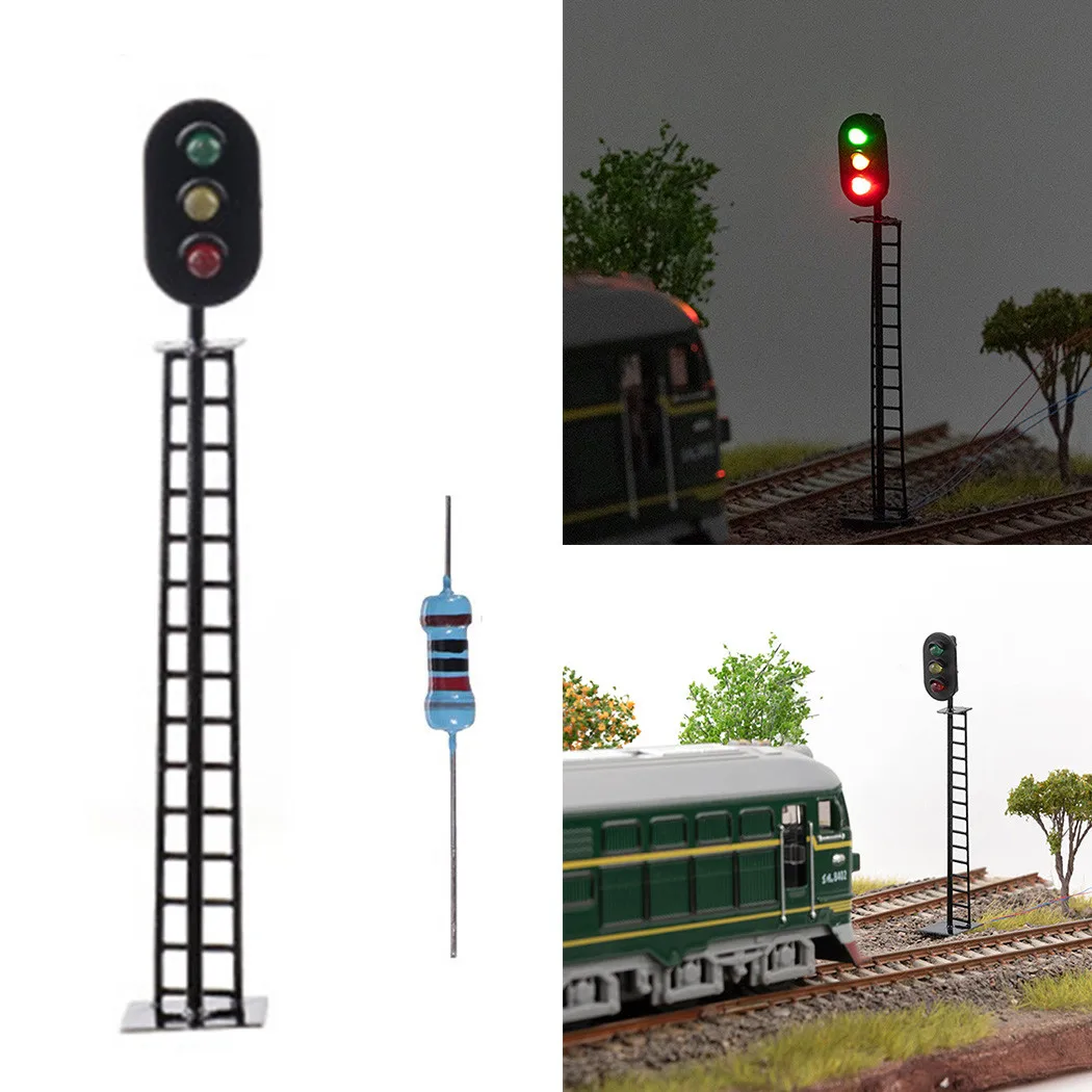 3X 00 Model Railway 3 Aspect Light Signal 3/12 VOLT DC OO GAUGE Pre Wired Building Sand Table Models Scenery Railroad Decoration