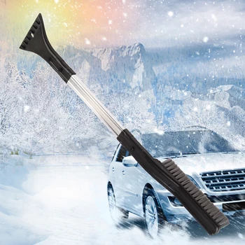 

Removable Aluminum Long Handle Car Ice Scraper Mulit-function Winter Car Window Windscreen Quick Snow Removal Tool