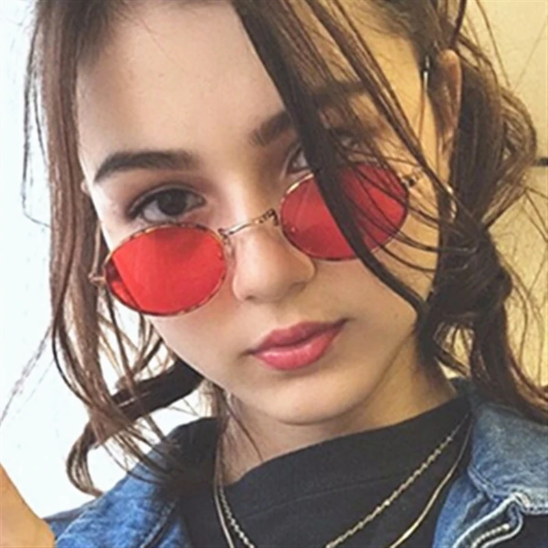 

Oval Women Sunglasses Men Glasses Lady Luxury Retro Metal Sun Glasses Vintage Mirror UV400 oculos de sol