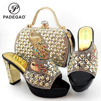 

Elegant Women Shoes and Bag to Match Italian Design High Quality Nigerian Lady Shoes Matching Bag with Platform in Heel forParty