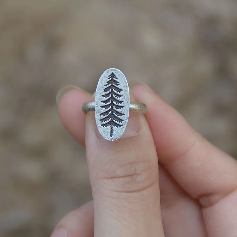 Silver Pine Tree Adsjustable Ring Plant Forest For Women Gift | Украшения и аксессуары