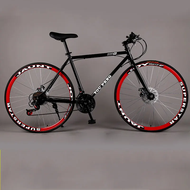 Black red Велосипед с фиксированной передачей дорожный велосипед скорость двойные дисковые тормоза для мужчин и женщин студентов 26 дюймов взрослых горный - Цвет: Black red