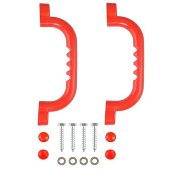 

2 Piece Red Handle with Handle Solid Safety Toy Set Handle for Rock Climbing Frame Tree House Den Playhouse