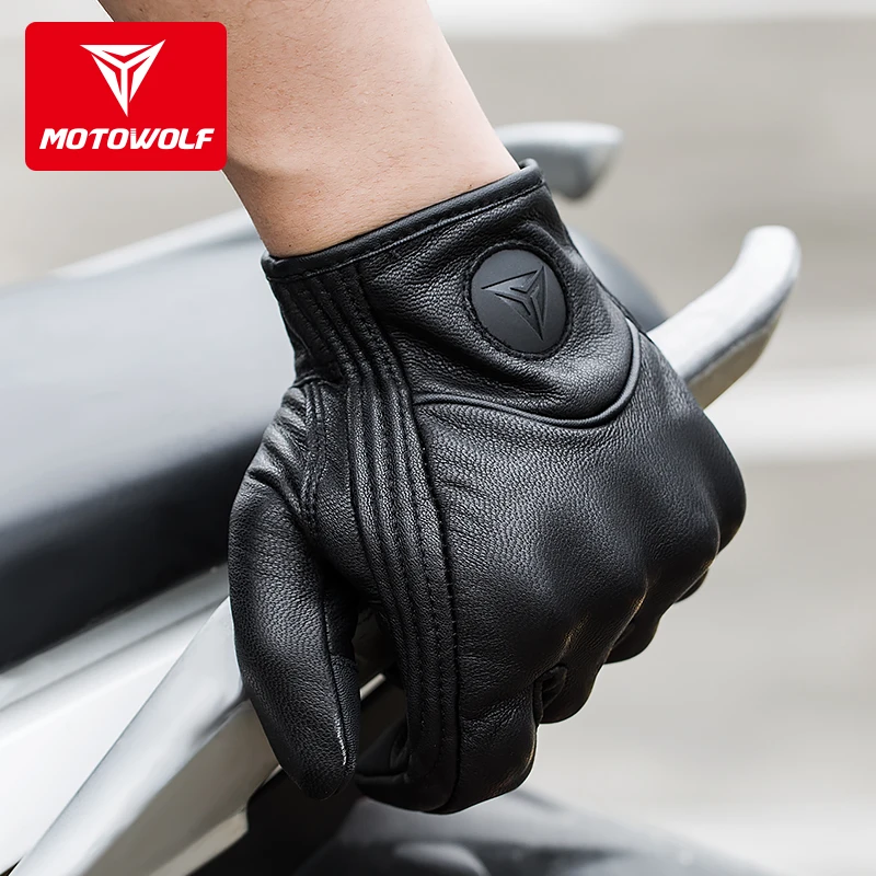 MOTOWOLF Ретро мотоциклетные кожаные перчатки Винтаж езда мото защитный байкер Мужская Автомобильная перчатка мотор спортивные велосипедные перчатки