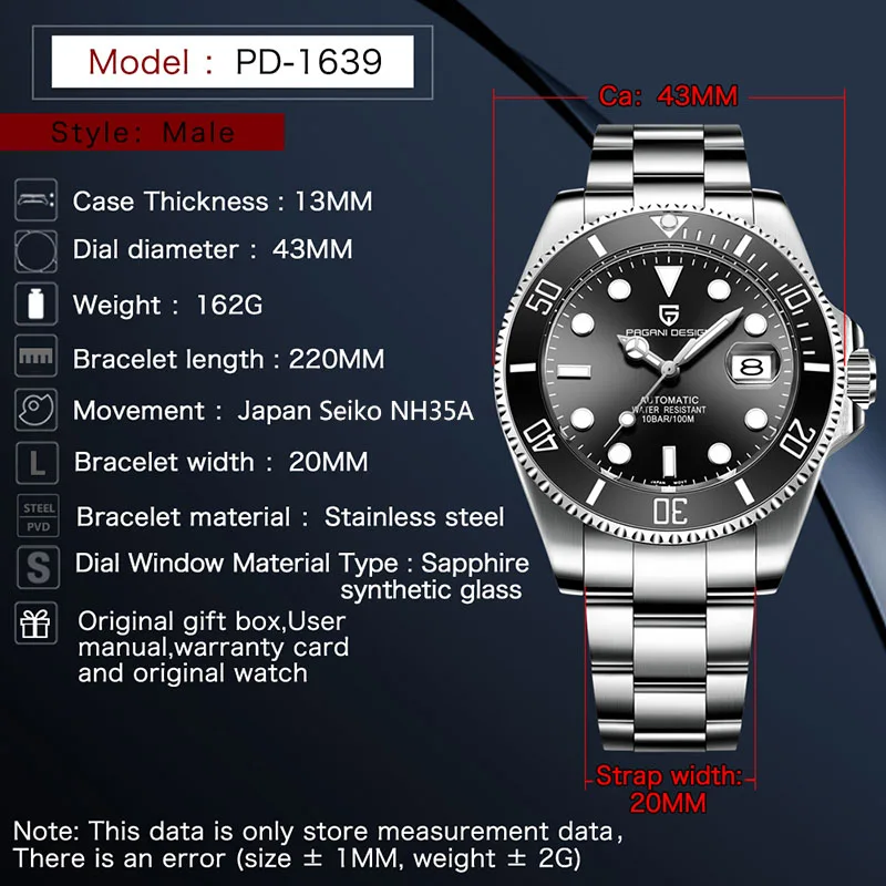 PAGANI DESIGN Mens Mechanical Watches Top Brand Luxury Automatic Wristwatches Man Waterproof Watch Business Relogio Masculino