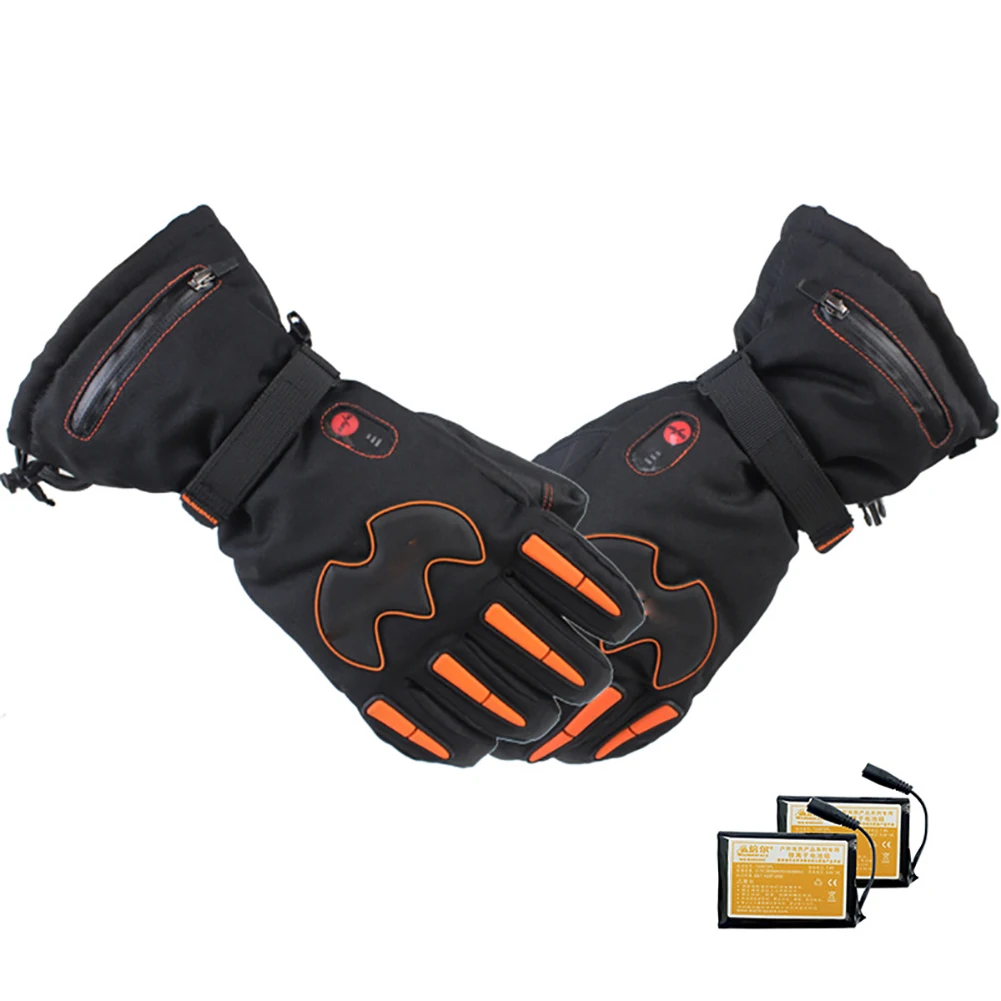 

Skiing Gloves Snow Heating Anti Slip Protective Five Fingers Waterproof Thickened Practical Warm Skating Adjustable Zippered