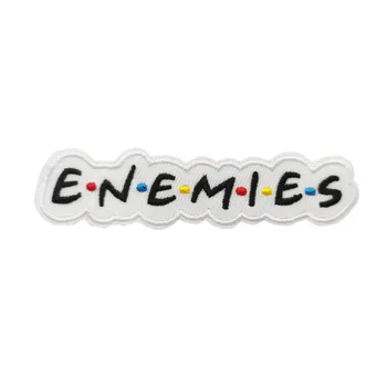 

Enemies Friends Fun Black Humor Embroidered Iron On Patches for Clothing DIY Christmas Novelty Creative Gift