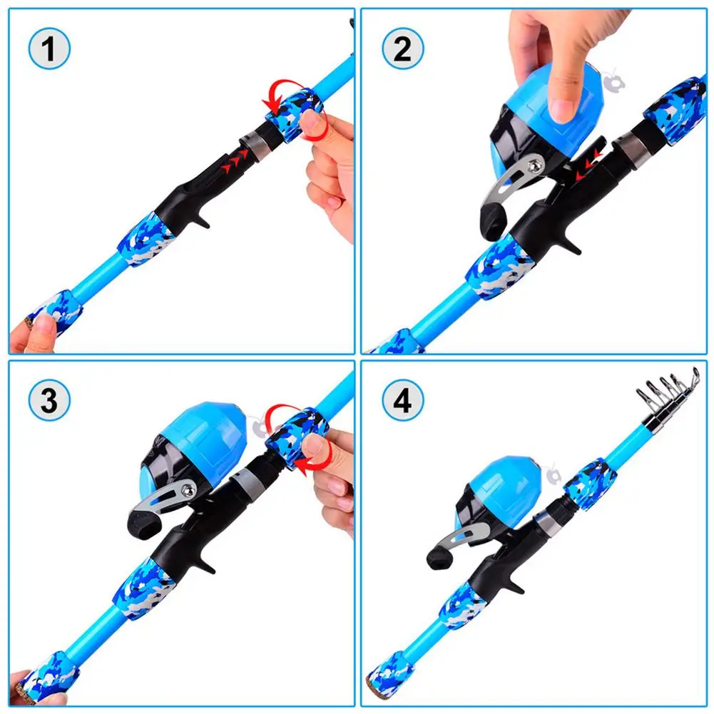 Kids Fishing Pole Set Beginners Portable Rod Reel Kit With Telescopic Fishing  Rod Spinning Reel Fishing Line Fishing Tackle Bag