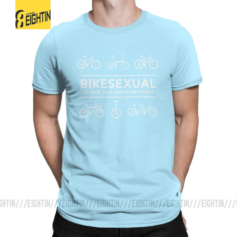 Bikesexual велосипедист велосипед футболка "Велоспорт" подарок большой размер футболки хлопок футболка с коротким рукавом мужской принт - Цвет: Небесно-голубой