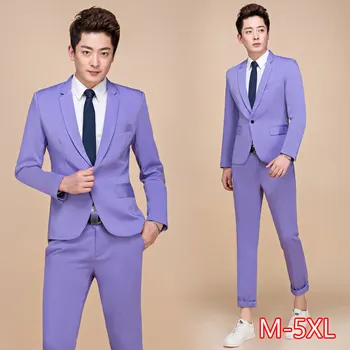 

Men Colorful Fashion Wedding pants Suits Plus Size 5XL Yellow Pink Green Blue Purple blazer and Pants