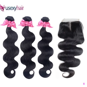 

Body Wave Bundles with Closure Malaysian Hair Bundles with Closure 100% Remy Human Hair 3 Bundles with Closure
