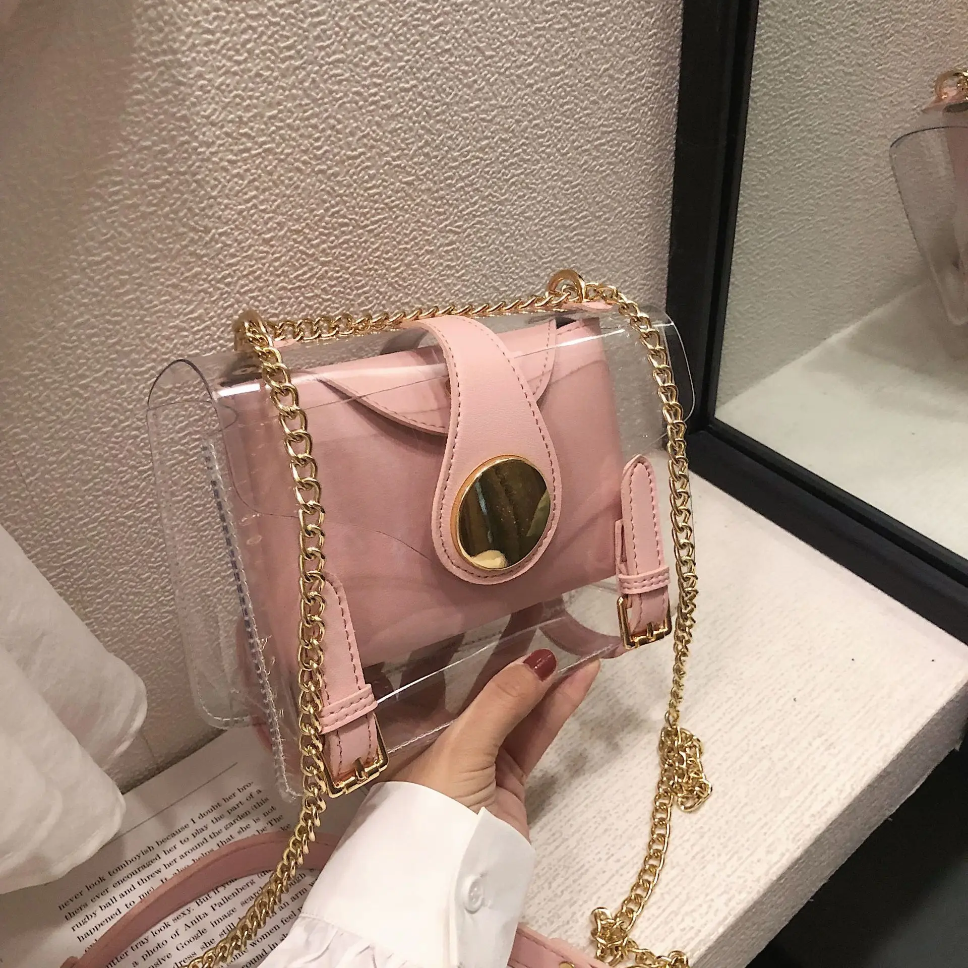 

Hot JIULIN high-quality Korean version of transparent jelly fashion wild chain shoulder slung small square bag lady bag