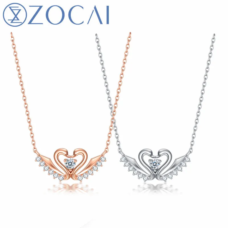 ZOCAI Swanheart бриллиантовое ожерелье 18 К золото (AU750) nutural сертифицированное