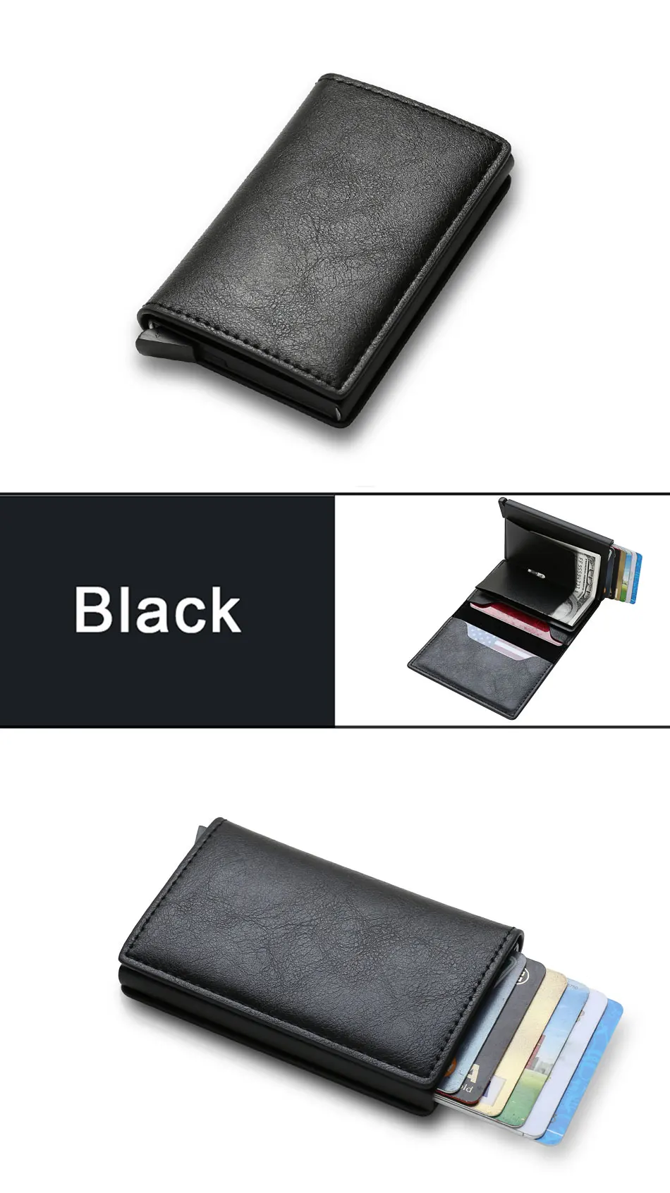 FIFY STORE Porte-cartes personnalisé Rfid en cuir et Fiber de carbone pour hommes, porte-cartes minimaliste noir, cadeaux pour hommes  