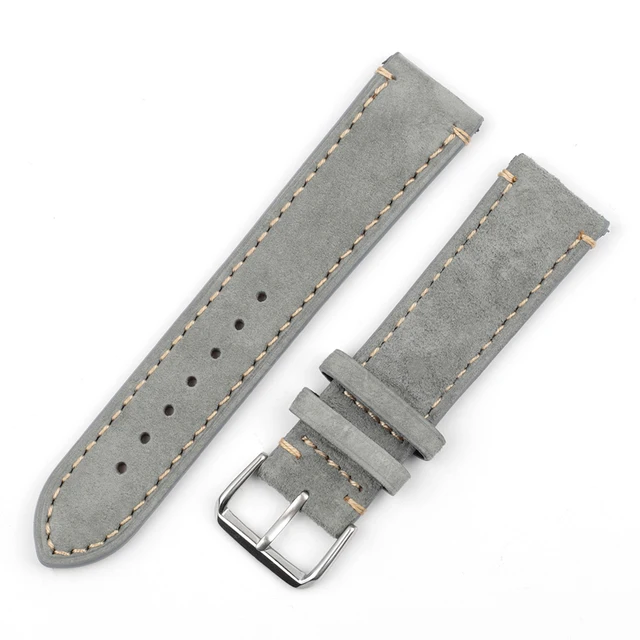 High Quality Suede Leather Vintage Watch Straps Blue Watchbands Replacement Strap for Watch Accessories 18mm 20mm 22mm 24mm Gray with Line