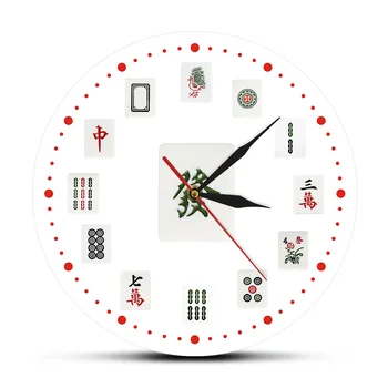 

Chinese SiChuang Mahjong Game Printed Acrylic Wall Clock Modern Design Tournaments Party Sweep Movement Watch Zegar Scienny
