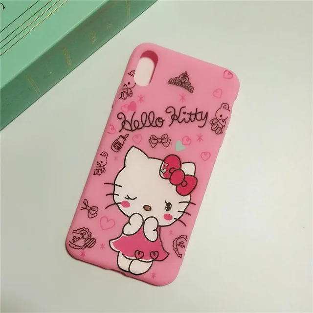 Мягкая силиконовая Розовая кукла задняя крышка для coque iphone 11 11pro 11pro max Прекрасный чехол для телефона hello kitty для iphone X XS MAX - Цвет: A