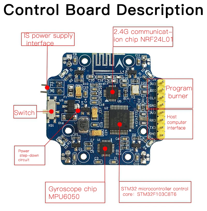 STM32 Open Source Four Axis Aircraft Flight Control Board Stm32 Small Four Axis C Program Diy Control Board Rotors developer kit