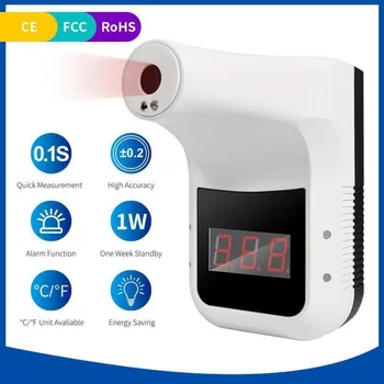 

Digital Restaurant Infrared Thermometer Non Contact Instant Reading Fever Detection Accurate Body Wall Mounted With Alarm