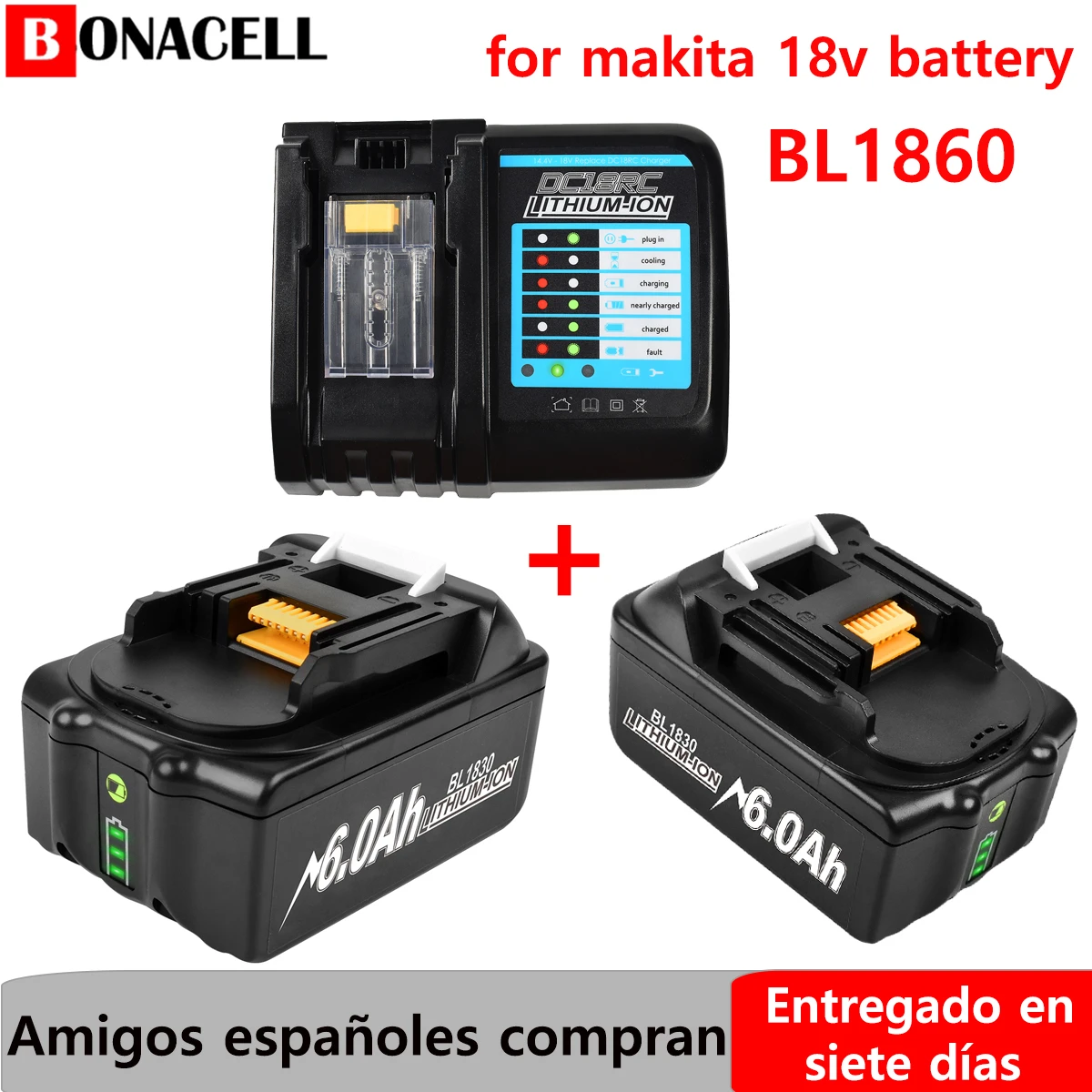 Batería recargable de iones de litio BL1860 6000mAh para makita 18v BL1830 BL1840 BL1850 BL1860B LXT 400 Cargador de batería 18V recargables| -