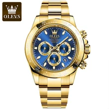 

OLEVS Men's Automatic Gold Waterproof Stainless Steel Strap Black Diall Wristwatch For Men Mechanical Watches Reloj Hombre 6638
