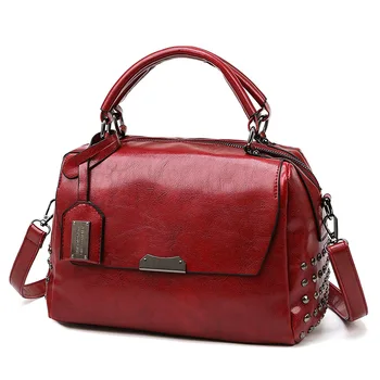 

Famous Estuaqueen Designer Brand Rivet Tote Vintage Hip-hop Handbag for women 2020 Crossbody Messenger PU Leather Flap Mochila