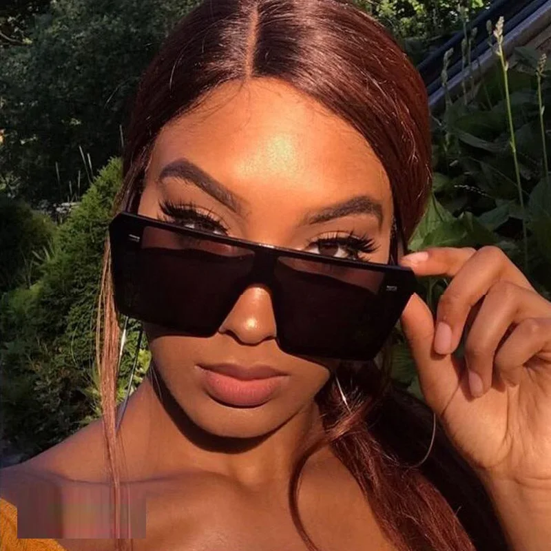 

2019 New Rice Nail Oversize Sunglasses Women Brand Designer Vintage Women's Square Sun Glasses Man Goggle Shield Eyewear UV400